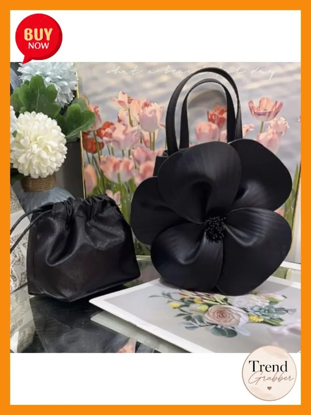 Mini Flower Evening Purse Floral Clutch for Women PU Leather Handbag with Chain